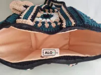 شنطة كروشية جديدة بمربعات جراني